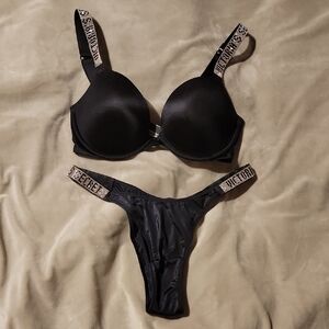 Victoria's Secret Black Bra and Thong Set